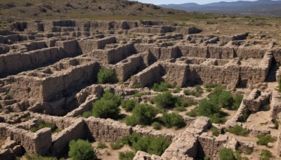 outdoors,sky,day,tree,no humans,grass,building,nature,scenery,forest,rock,mountain,ruins,river,landscape,cliff,cloud,water