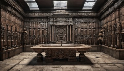 day,indoors,no humans,window,shadow,sunlight,scenery,stairs,architecture,pillar,statue,arch,candlestand,chair,table,candle,chandelier