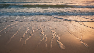 outdoors, water, no humans, bird, ocean, traditional media, beach, scenery, sand, waves, shore