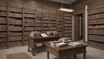 indoors,book,no humans,shadow,chair,table,scenery,desk,wooden floor,bookshelf,lamp,shelf,book stack,library,ladder,window