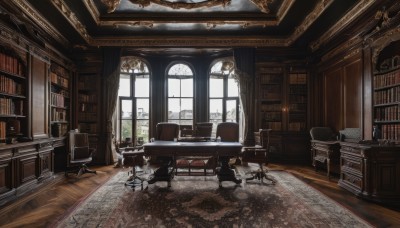 day,indoors,tree,cup,book,no humans,window,chair,table,sunlight,plant,scenery,couch,wooden floor,stairs,bookshelf,lamp,shelf,book stack,library,piano,carpet,rug,curtains,desk,candle,armchair,painting (object),candlestand,chandelier,fireplace