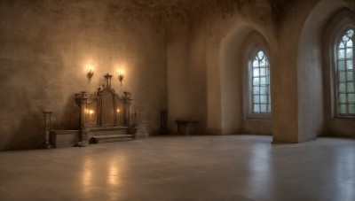 HQ,day,indoors,water,no humans,window,chair,table,sunlight,scenery,reflection,light rays,stairs,door,light,lamp,candle,hallway,church,candlestand,chandelier,fire,wooden floor,fantasy,wall,pillar,reflective floor,wooden chair