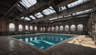 day,indoors,water,no humans,window,sunlight,scenery,stairs,architecture,ruins,pillar,ceiling,hallway,arch,shadow,building,railing,pool