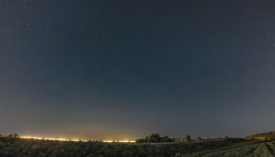 outdoors,sky,cloud,tree,no humans,night,grass,star (sky),nature,night sky,scenery,starry sky,sunset,horizon,river,landscape,star (symbol),ground vehicle,hill