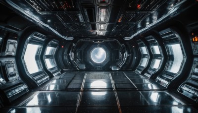 dutch angle,no humans,star (sky),scenery,reflection,science fiction,realistic,cable,space,spacecraft,spacesuit,lights,cockpit,solo,window,robot,mecha,machinery,light,machine