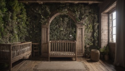 outdoors,day,indoors,tree,no humans,window,chair,sunlight,plant,curtains,nature,scenery,wooden floor,stairs,door,potted plant,flower pot,railing,pillar