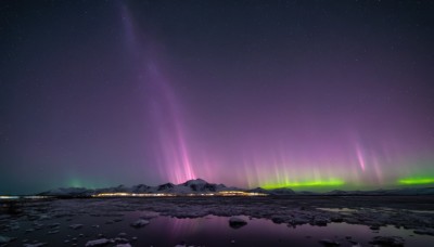 outdoors,sky,water,no humans,night,ocean,beach,star (sky),night sky,scenery,starry sky,reflection,rock,horizon,shore,aurora,landscape,milky way