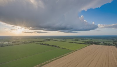 outdoors,sky,day,cloud,blue sky,no humans,sunlight,cloudy sky,grass,nature,scenery,sunset,mountain,sun,horizon,road,field,landscape,hill,water,ocean