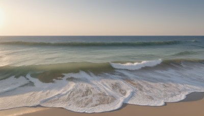 outdoors,sky,day,water,no humans,ocean,beach,scenery,sand,horizon,waves,shore,sun,vehicle focus