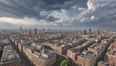 outdoors,sky,day,cloud,tree,no humans,cloudy sky,building,scenery,city,cityscape,skyscraper,tower,rooftop,water,blue sky,ocean,from above,sunlight,horizon,road,river,landscape