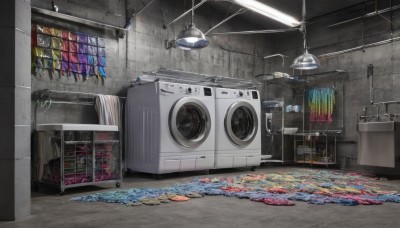 indoors,no humans,window,scenery,wooden floor,door,tiles,light,lamp,shelf,floor,ceiling,carpet,ceiling light,rug,air conditioner,washing machine,shirt,wall,tile floor,tile wall,speaker,still life,laundry,clothes