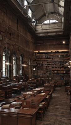 day,indoors,book,no humans,window,chair,table,sunlight,scenery,desk,light rays,wooden floor,stairs,bookshelf,lamp,sunbeam,shelf,book stack,library,ceiling,ladder,voile,light particles,light