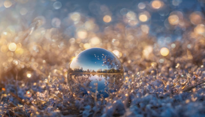 outdoors, sky, artist name, signature, blurry, tree, no humans, night, depth of field, star (sky), scenery, blurry foreground, fantasy, bokeh