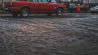 outdoors,tree,no humans,ground vehicle,scenery,motor vehicle,realistic,car,road,vehicle focus,street,photo background,sports car,truck,real world location,day