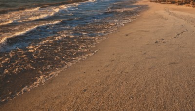 outdoors,sky,day,cloud,water,no humans,ocean,traditional media,beach,scenery,sand,horizon,waves,shore,sunset,vehicle focus