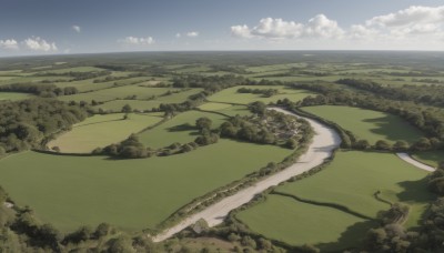 outdoors,sky,day,cloud,water,tree,blue sky,no humans,ocean,cloudy sky,grass,nature,scenery,forest,mountain,horizon,road,green theme,river,landscape,hill,from above,bush,field,shore,path