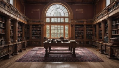 day,indoors,book,no humans,window,chair,table,sunlight,scenery,desk,light rays,wooden floor,stairs,clock,bookshelf,shelf,book stack,library,ladder,carpet,reflective floor,tree,lamp,candle,painting (object),candlestand,rug,chandelier,globe