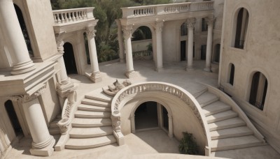 outdoors,day,tree,no humans,shadow,plant,building,scenery,stairs,bush,architecture,pillar,statue,arch,column,bridge