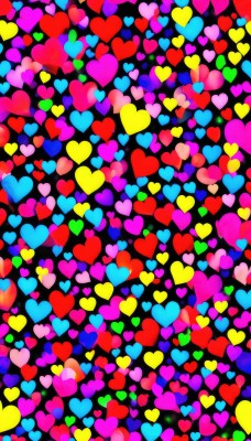 solo,heart,no humans,heart background,glowing,multicolored background,colorful