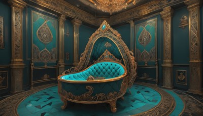 indoors,no humans,chair,gem,scenery,reflection,stairs,door,tiles,tile floor,pillar,throne,painting (object),carpet,reflective floor,chandelier,crystal,fantasy,clock,still life