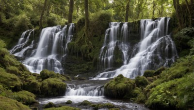 outdoors,day,water,tree,no humans,sunlight,nature,scenery,forest,river,waterfall,landscape,moss,signature,rock,stream