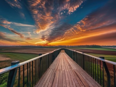 outdoors,sky,cloud,no humans,sunlight,cloudy sky,grass,scenery,sunset,fence,railing,road,bridge,evening,water,blue sky,ocean,nature,horizon,river,landscape,path,guard rail