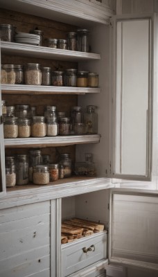 indoors,no humans,window,bottle,scenery,door,shelf,kitchen,jar,still life,cabinet