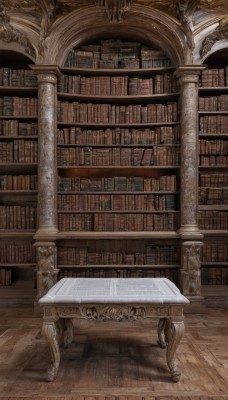 indoors,book,no humans,chair,table,scenery,wooden floor,stairs,fantasy,bookshelf,library,carpet,voile,open book,architecture,pillar,arch