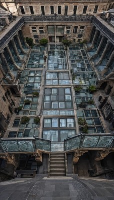 outdoors,tree,no humans,window,plant,building,scenery,stairs,city,door,railing,road,architecture,bridge,cityscape,house,balcony