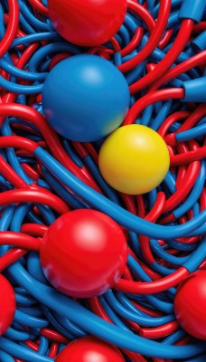 solo,no humans,from above,tentacles,ball,balloon,blue theme,red theme,orb,jellyfish