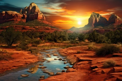 PREMIUM,outdoors,sky,cloud,water,tree,no humans,sunlight,grass,nature,scenery,forest,reflection,sunset,rock,mountain,sun,river,landscape,lake,orange sky,cliff,cloudy sky,red sky