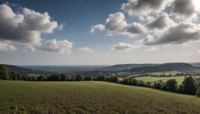 outdoors,sky,day,cloud,water,tree,blue sky,no humans,ocean,cloudy sky,grass,nature,scenery,forest,mountain,horizon,road,field,landscape,mountainous horizon,hill,sunlight