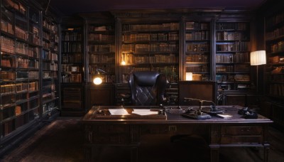 indoors,cup,book,no humans,window,night,chair,table,bottle,plant,scenery,couch,desk,teacup,lantern,wooden floor,paper,bookshelf,pen,light,lamp,shelf,book stack,library,ladder,quill,globe,telescope