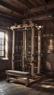 day,indoors,no humans,window,shadow,chair,table,sunlight,scenery,wooden floor,door,stool,barrel,light rays,stairs,wall,wooden wall