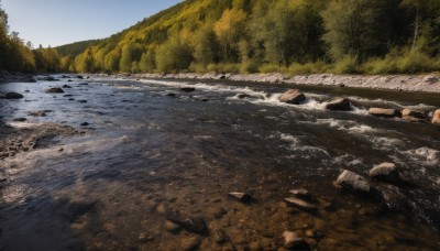 outdoors,sky,day,water,tree,no humans,grass,nature,scenery,forest,rock,river,landscape,stream,blue sky,sand,shore