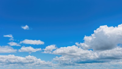 monochrome,outdoors,sky,day,cloud,blue sky,no humans,cloudy sky,scenery,blue theme,horizon,above clouds