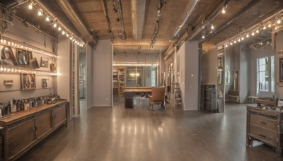 day,indoors,cup,book,no humans,window,chair,table,sunlight,bottle,box,scenery,light rays,wooden floor,stairs,door,clock,light,lamp,stool,shelf,ceiling,ceiling light,cabinet,chandelier,chain,curtains,desk,candle,candlestand,reflective floor