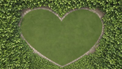 heart,no humans,leaf,traditional media,plant,nature,scenery,green background,bush,green theme,outdoors,day,from above,grass,road,path,pavement