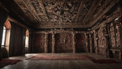 day,indoors,no humans,window,sunlight,scenery,wooden floor,stairs,candle,architecture,pillar,statue,ceiling,carpet,church,arch,candlestand,rug,chandelier,blood,bed,light rays,door