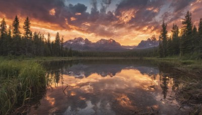 outdoors,sky,cloud,water,tree,no humans,sunlight,cloudy sky,grass,nature,scenery,forest,reflection,sunset,mountain,river,evening,landscape,lake,reflective water,mountainous horizon