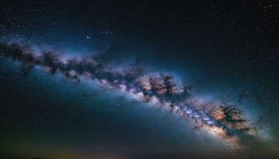 outdoors,sky,cloud,tree,no humans,night,star (sky),night sky,scenery,starry sky,dark,milky way,star (symbol)