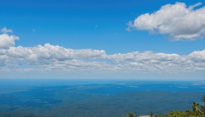 outdoors,sky,day,cloud,water,tree,blue sky,no humans,ocean,beach,cloudy sky,grass,nature,scenery,horizon,summer,landscape,hill,island,multiple boys,ground vehicle,motor vehicle,forest,riding