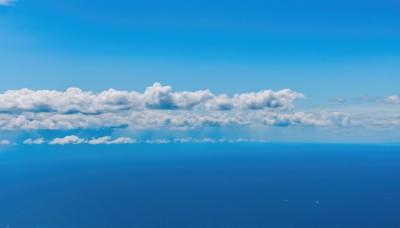 monochrome,outdoors,sky,day,cloud,signature,water,blue sky,no humans,ocean,cloudy sky,scenery,blue theme,horizon,bird