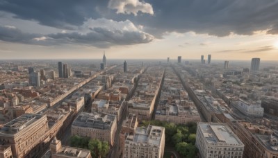 outdoors,sky,cloud,tree,no humans,sunlight,cloudy sky,building,scenery,sunset,city,cityscape,skyscraper,rooftop,day,ocean,horizon,road,river,landscape