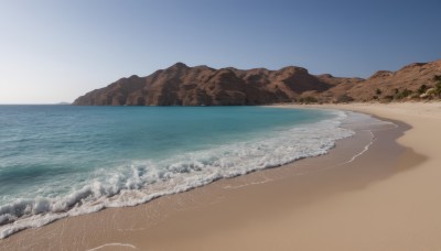 outdoors,sky,day,signature,water,blue sky,no humans,ocean,beach,scenery,rock,sand,horizon,waves,shore,desert,cloud,mountain