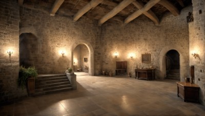 HQ,indoors,no humans,window,chair,sunlight,plant,scenery,stairs,door,tiles,potted plant,light,lamp,candle,wall,tile floor,statue,candlestand,chandelier,flower,book,table,fire,wooden floor,fantasy,pillar,vase,flower pot,torch,fireplace