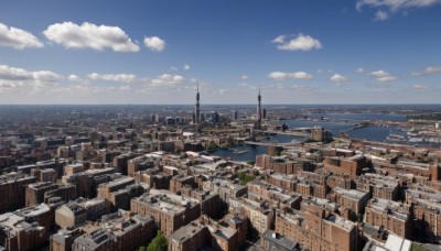 outdoors,sky,day,cloud,water,tree,blue sky,no humans,ocean,cloudy sky,building,scenery,city,horizon,cityscape,skyscraper,landscape,river,skyline