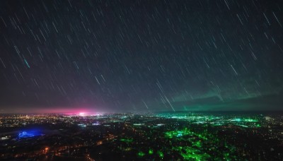 outdoors,sky,cloud,no humans,night,building,star (sky),night sky,scenery,rain,city,horizon,cityscape,city lights,water,ocean,dark,river,landscape,lights