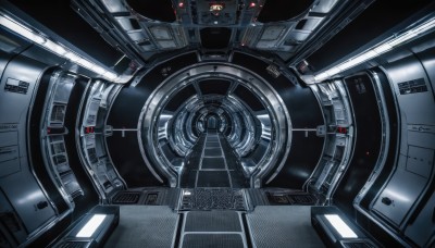 no humans,robot,machinery,science fiction,realistic,cable,space,spacecraft,spacesuit,cockpit,solo,indoors,scenery,mecha,close-up,light,lights