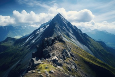 outdoors,sky,day,cloud,blue sky,no humans,cloudy sky,grass,nature,scenery,rock,mountain,landscape,mountainous horizon,cliff,road